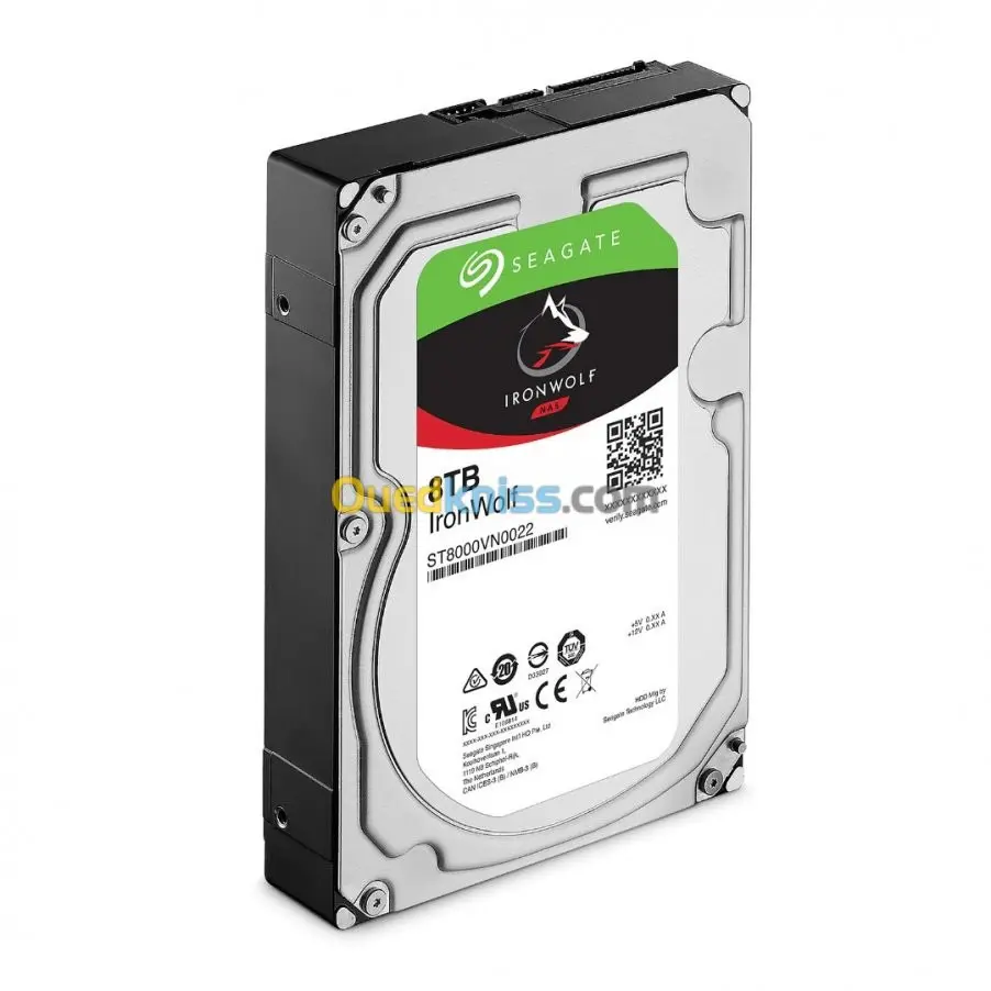 SEAGATE IRONWOLF NAS – DISQUE 8TB HDD – 3.5″ SATA – RED NAS – 7200 RPM – cache 256 MO – CMR – ST8000VN004