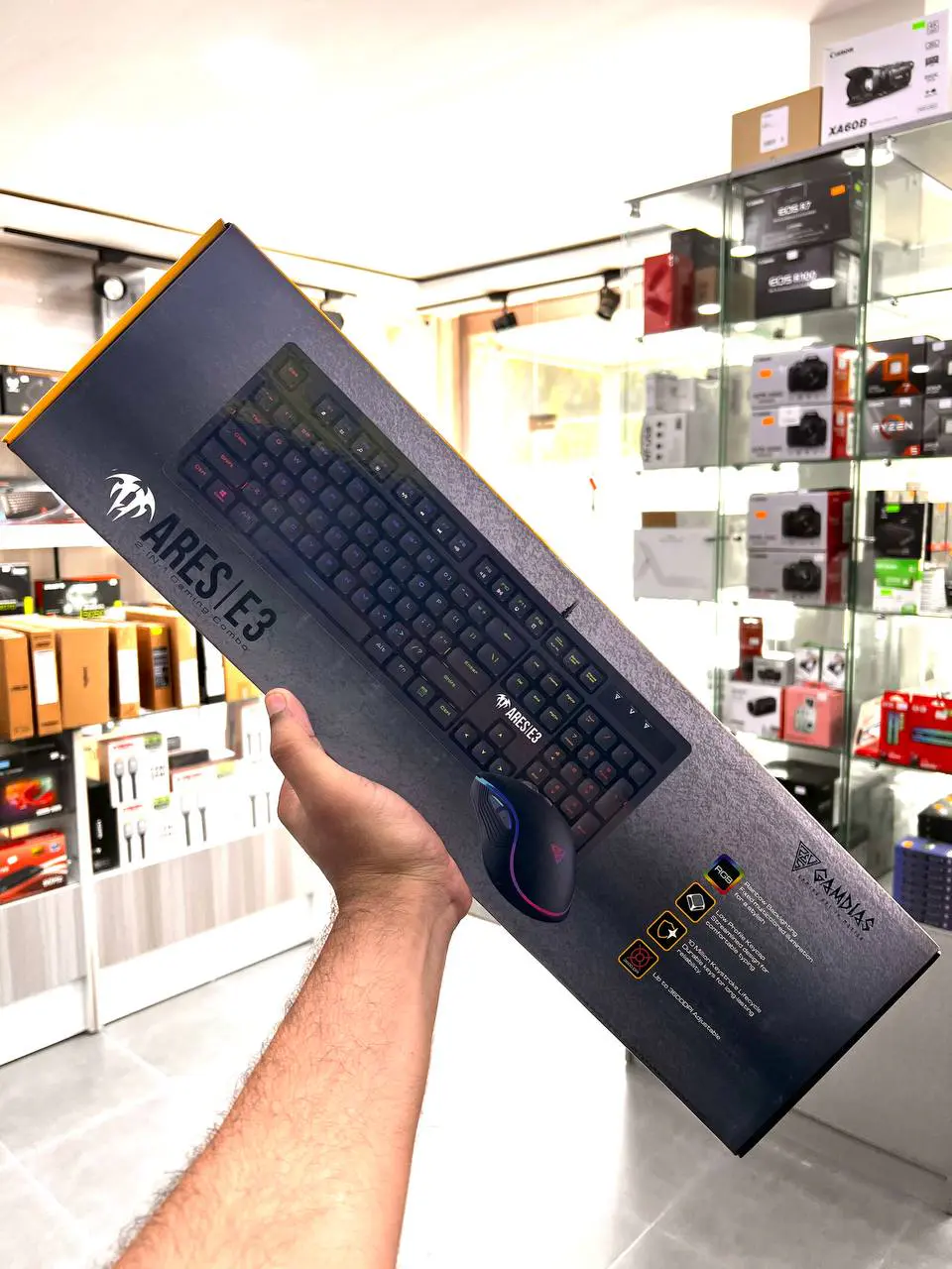 GAMDIAS ARES E3 – Combo Clavier Gaming à Membrane + Souris Optique – RGB – Filaire USB – Noir