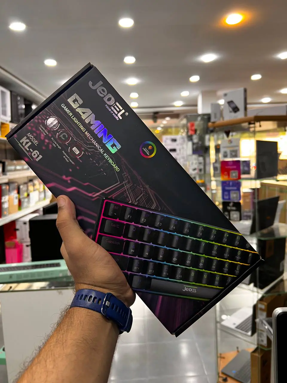 JEDEL KL-160 – CLAVIER GAMING MÉCANIQUE FILAIRE – RED SWITCH – RGB LIGHTING – ANTI-GHOSTING – 90% – QWERTY