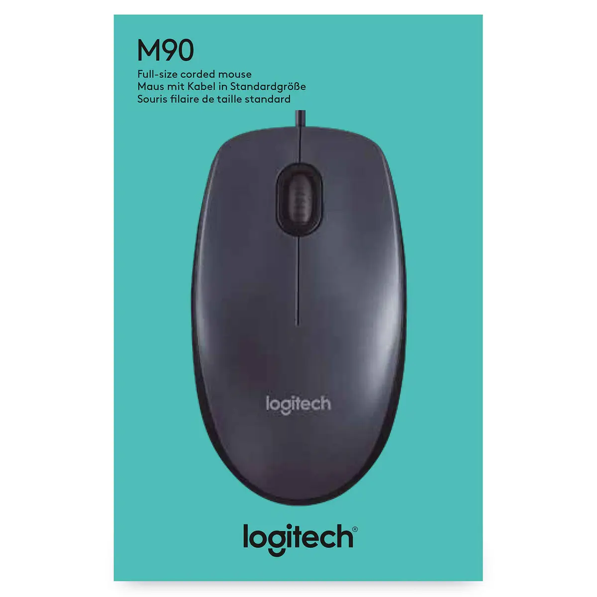 LOGITECH M90 – SOURIS FILAIRE OPTIQUE USB, HAUTE PRÉCISION 1000 DPI, CONFORT AMBIDEXTRE, PLUG & PLAY