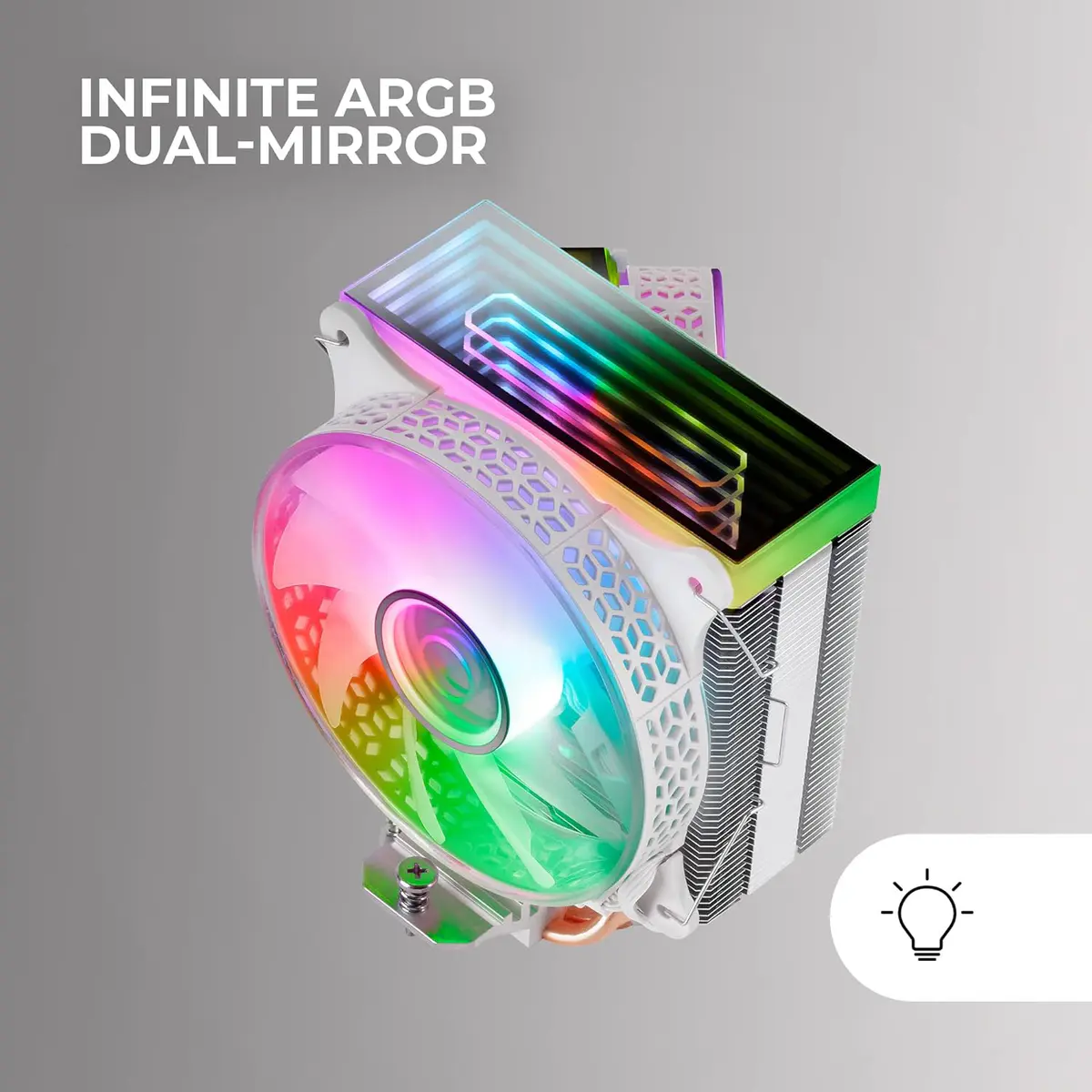 AIR COOLING MARS GAMING MCPU-VR- INFINITY MIRROR ARGB- TDP 180W-120MM ULTRA SILENCIEUX- Noir& Blanc