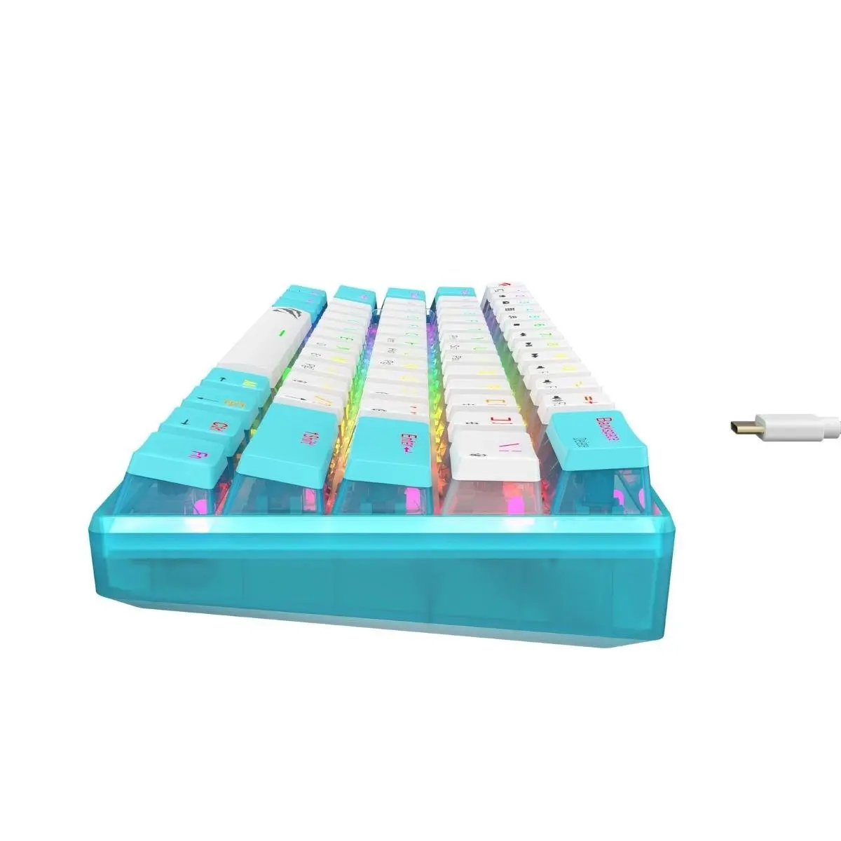 HAVIT KB903L BLUE – CLAVIER MÉCANIQUE GAMING – RGB BACKLIT – SWITCHES RED / WHITE – 61 TOUCHES – ULTRA COMPACT – BLUE