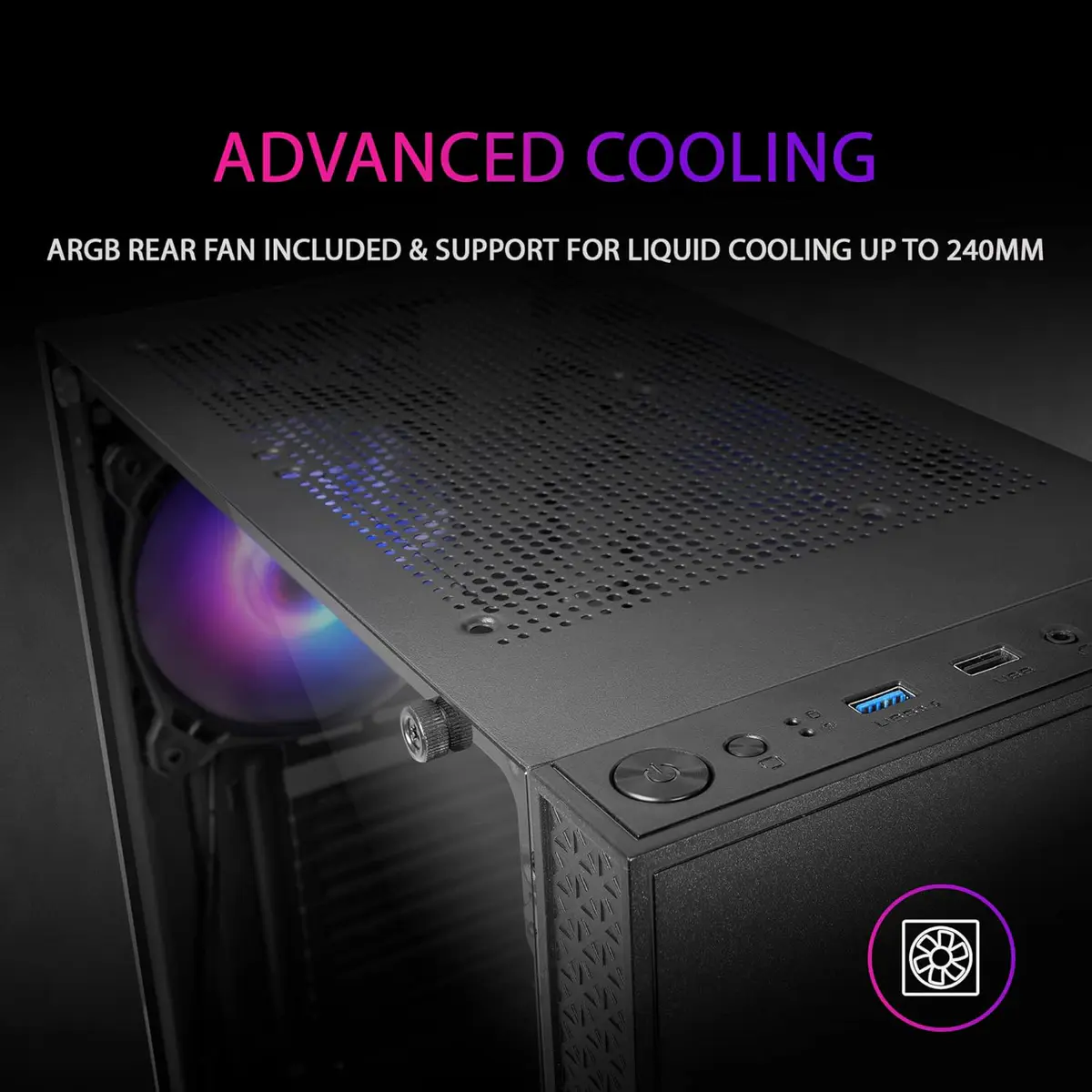 MARS GAMING MC-U3 – BOITIER ATX – VERRE TREMPÉ – ARGB – 1 FAN – USB 3.0 – MICRO & MINI ATX – BLACK