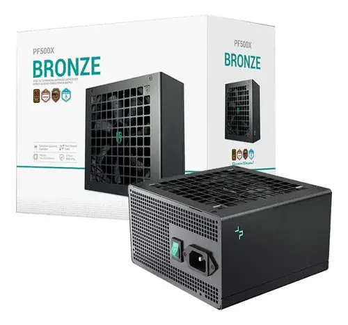 DEEPCOOL PF500X – ALIMENTATION PC 500W – 80 PLUS BRONZE – ATX 12V V2.52 – ACTIVE PFC + DC-DC – VENTILATEUR 120MM – CÂBLES SLEEVÉS – BLACK